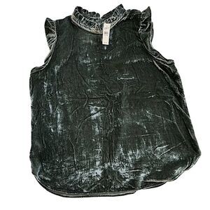 LOFT Velvet Ruffle Mock Neck Sleeveless Top Size L NWT